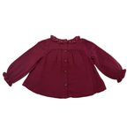 Blouse bordeaux broderie smockée — 24 mois