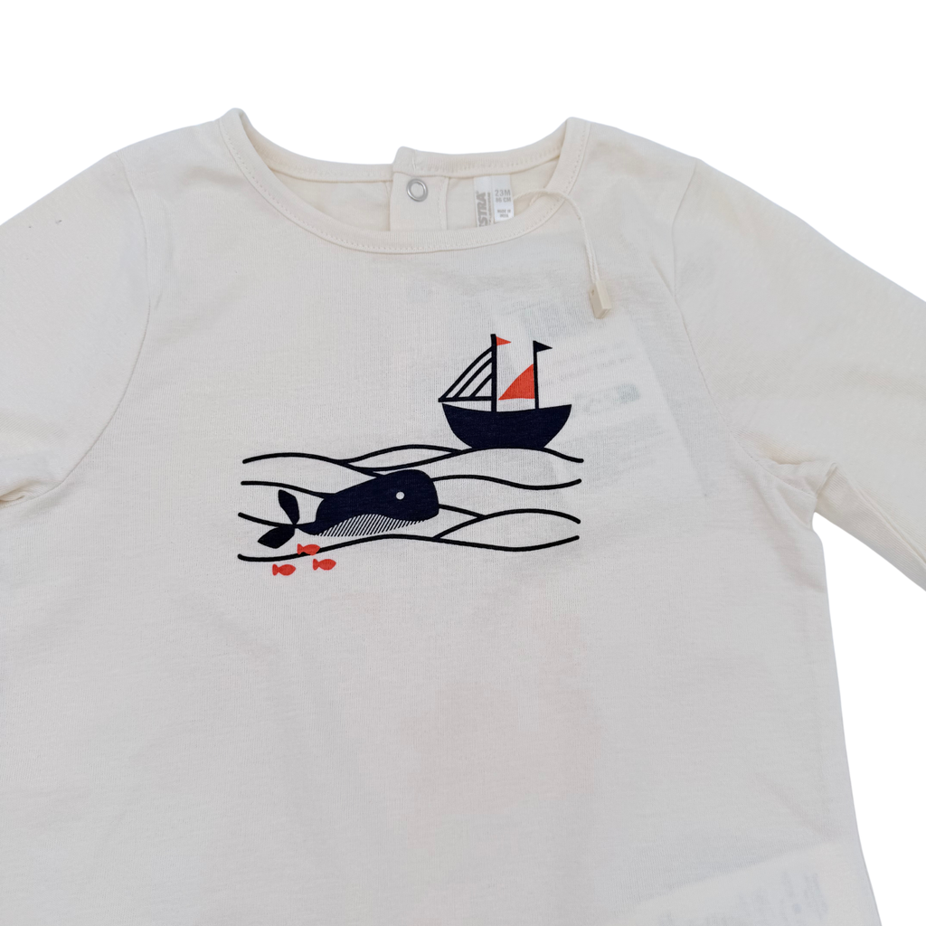 Pyjama bébé deux pièces écru motif marin - 23 mois