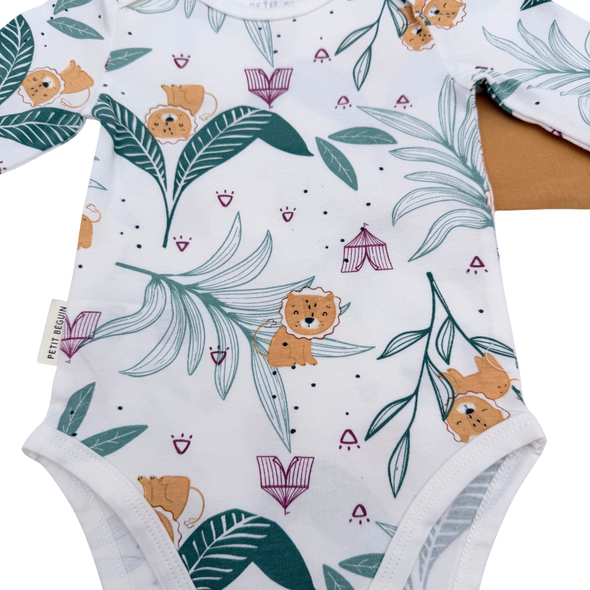 Lot de 2 bodies manches longues motifs lion - 6 mois