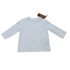T-shirt blanc à manches longues avec poche - 6 mois