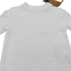 T-shirt blanc à manches longues avec poche - 6 mois