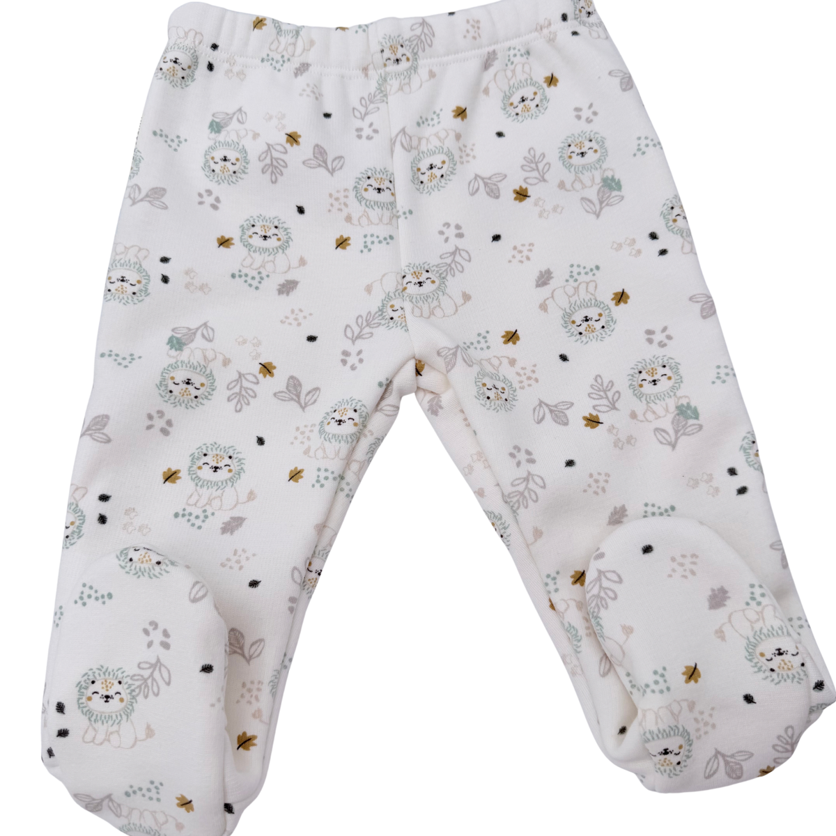 Pyjama bébé 2 pièces vert sauge et écru motif animaux - 3 mois