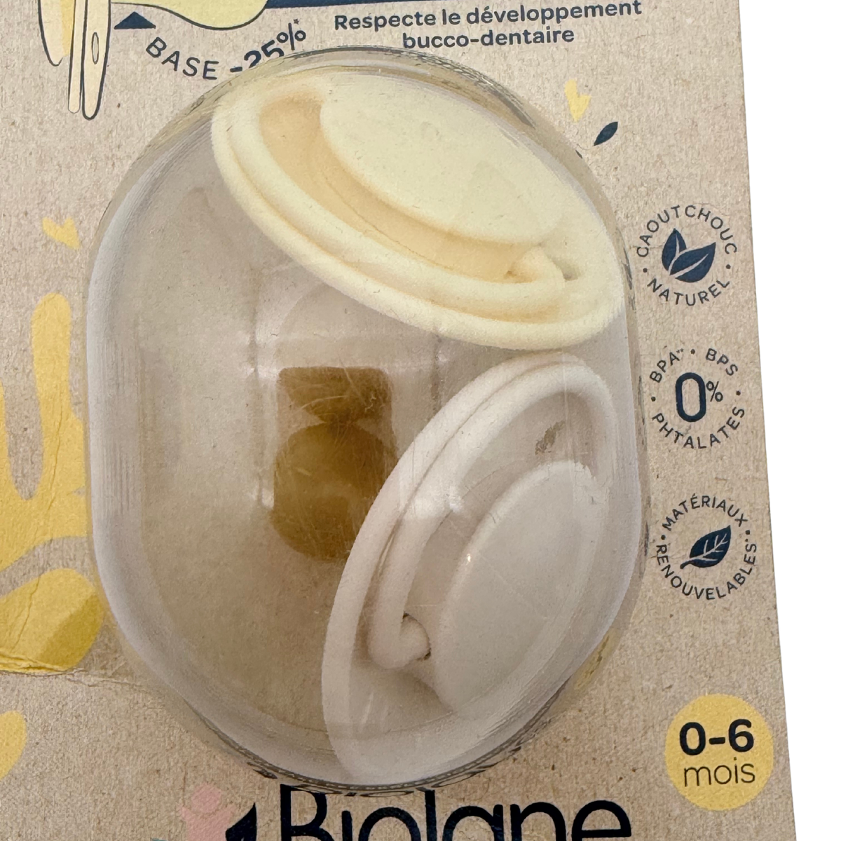 Lot de 2 sucettes caoutchouc ronde — 0-6 mois