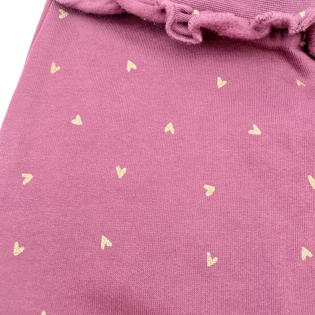 Pantalon bordeaux à petits cœurs dorés - 4-6 mois