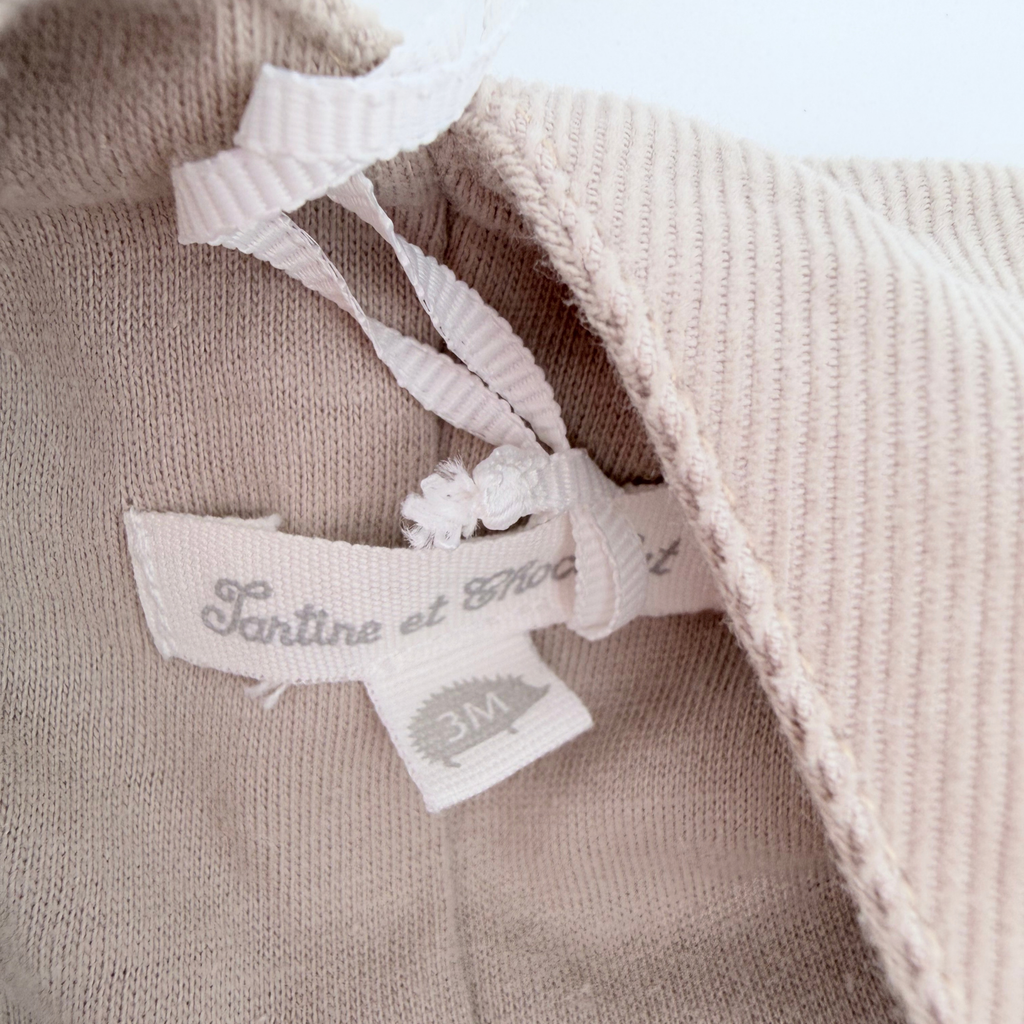 Salopette bébé beige en velours côtelé - 3 mois