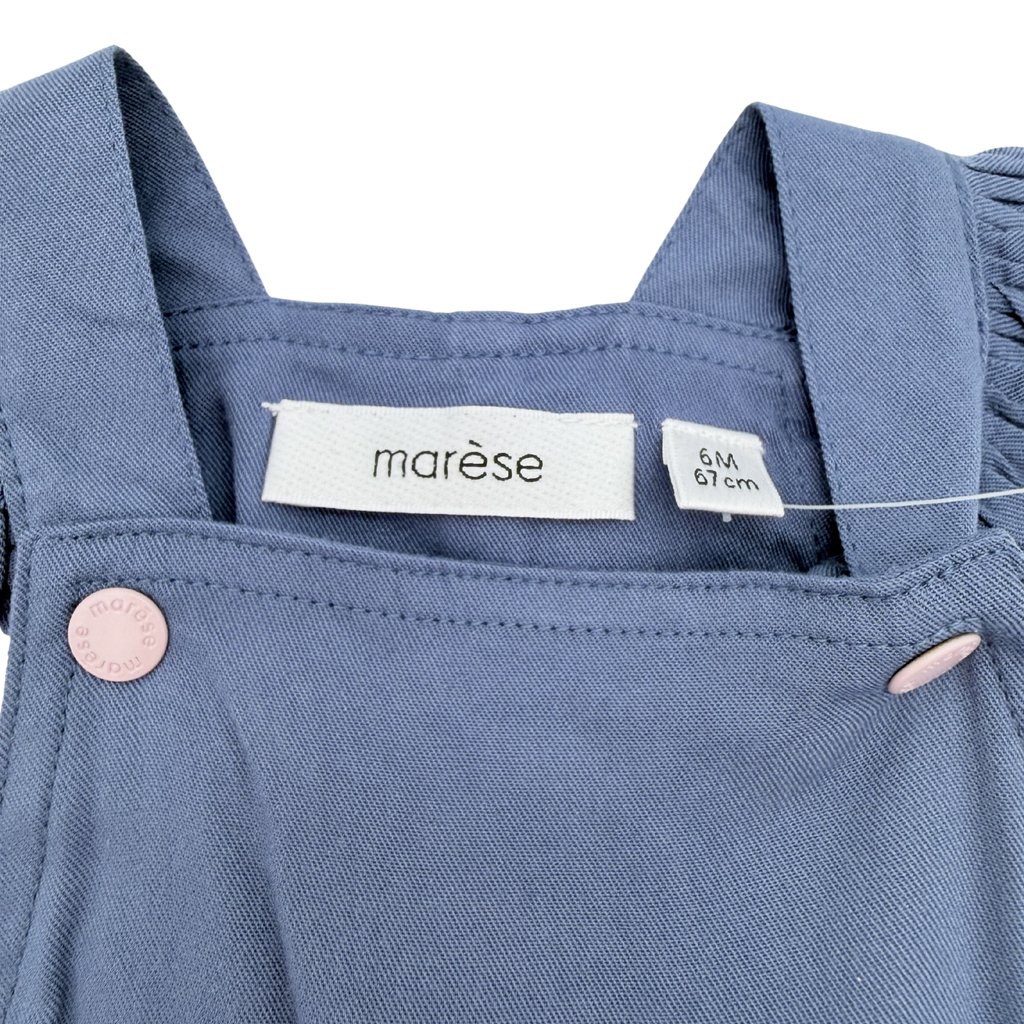 Robe bleue à ceinture fleurie — 6 mois
