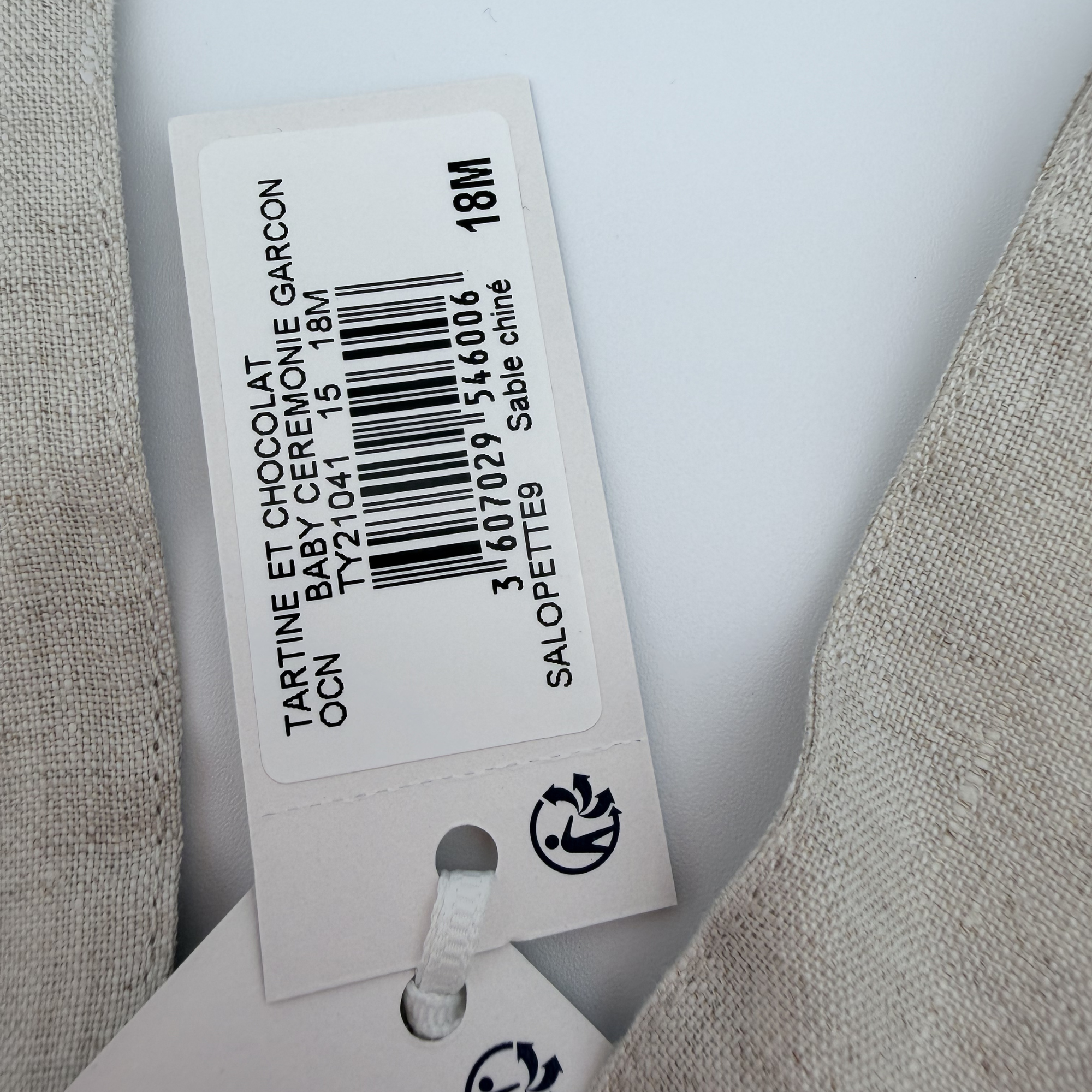 Salopette courte lin beige — 18 mois