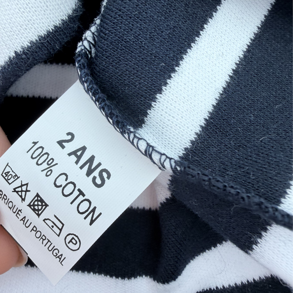 Marinière noir et blanc à manches longues — 2 ans