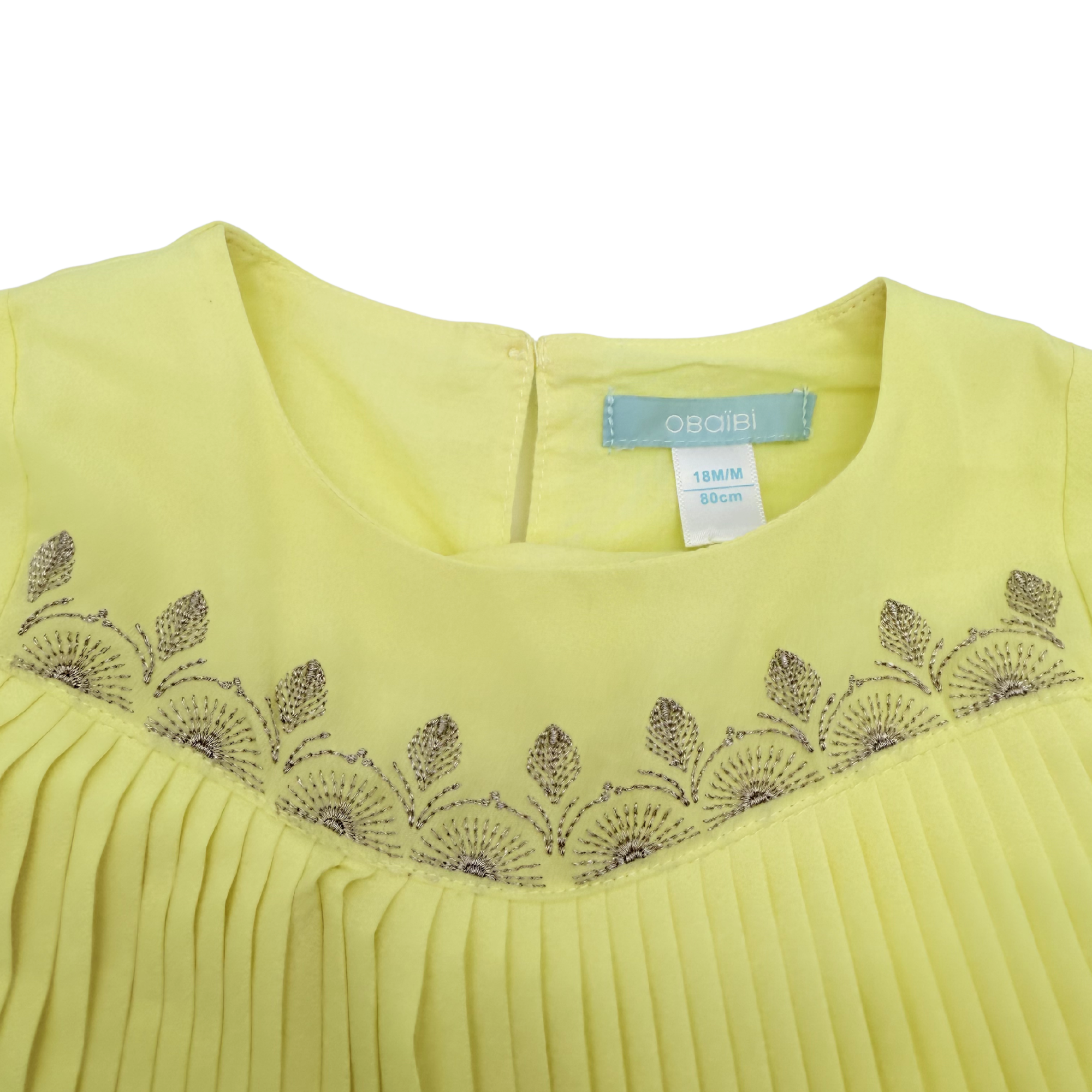 Robe plissée jaune — 18 mois