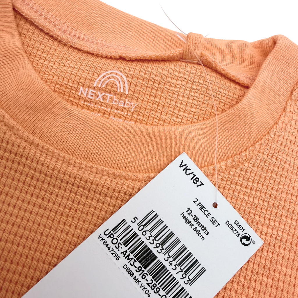 Ensemble orange en maille gaufrée — 12-18 mois