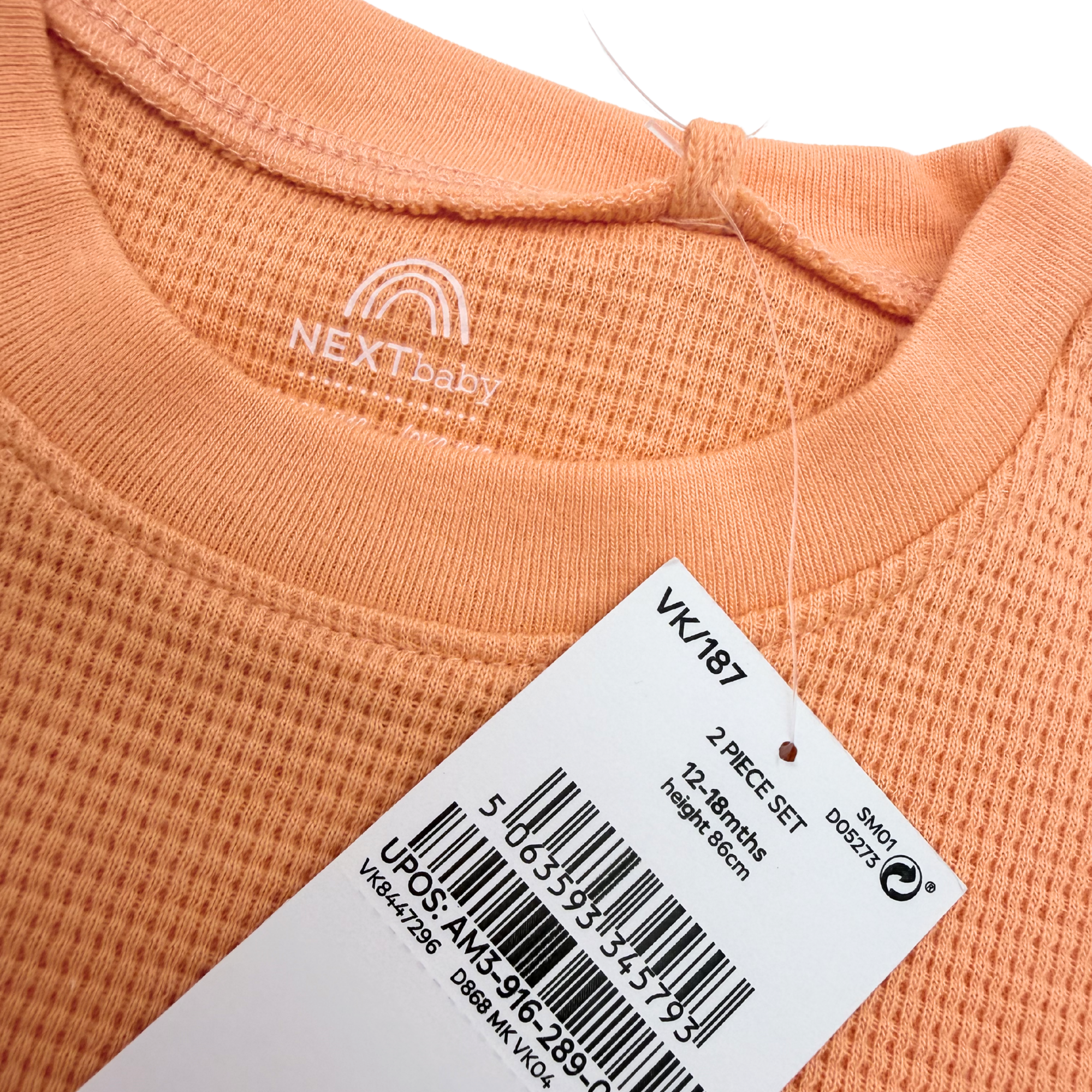 Ensemble orange en maille gaufrée — 12-18 mois