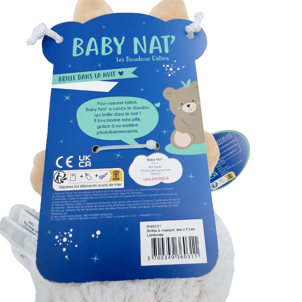 Doudou lapin musical phosphorescent