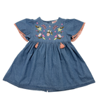 Robe en denim brodée fleurs — 24 mois