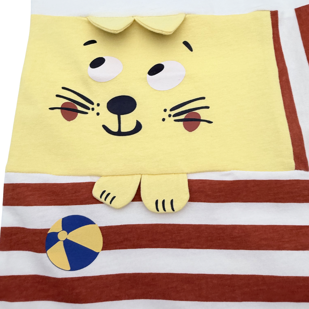 Combishort rayé à motif lion — 18 mois