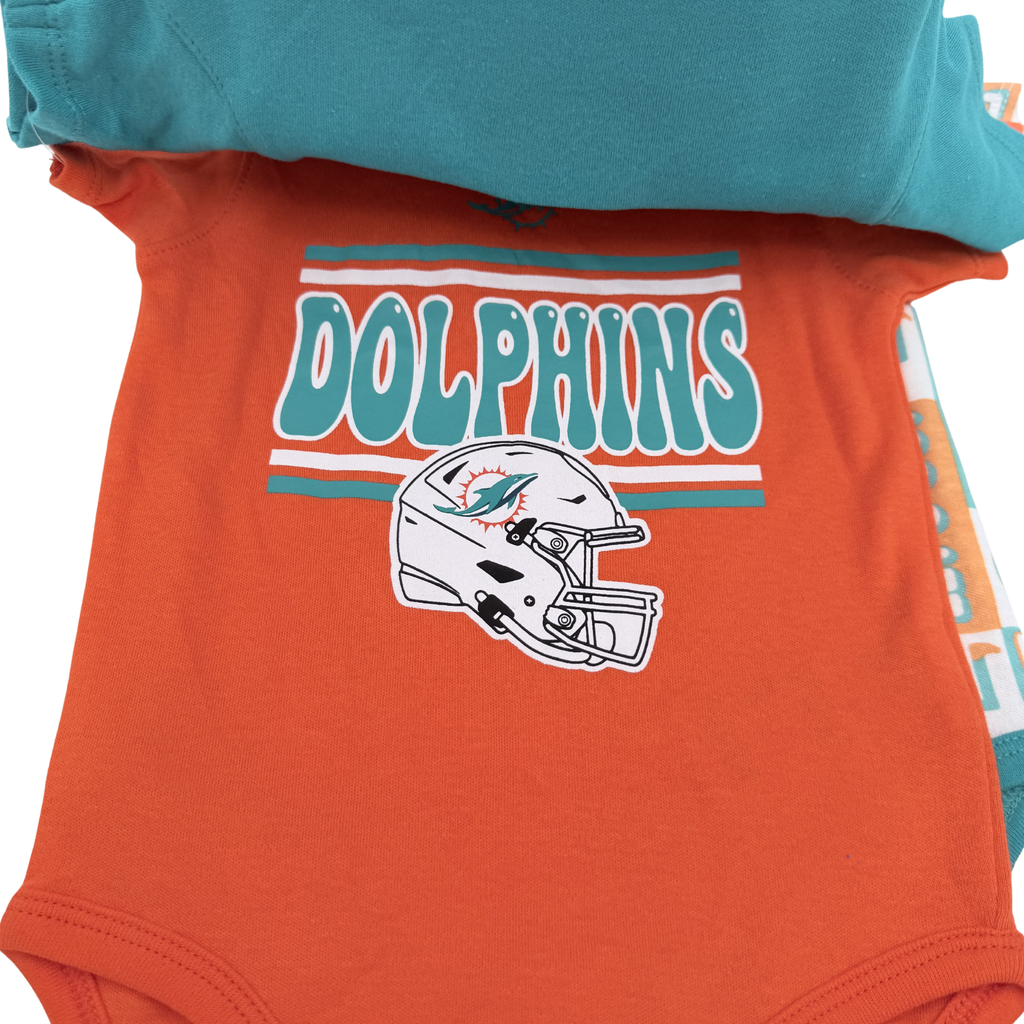 Lot de 3 bodies Miami Dolphins manches courtes — 6 mois