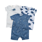 Lot de 3 pyjamas courts bébé à motifs baleines - 2-4 mois