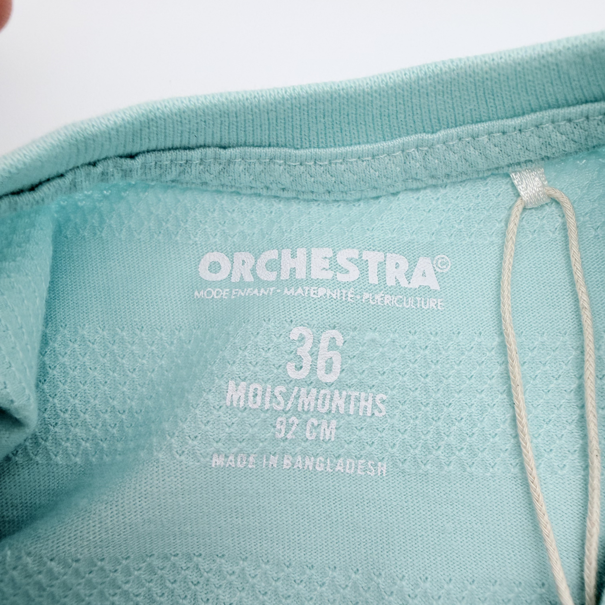 T-shirt turquoise texturé à poche – 36 mois