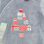 Pyjama bébé en velours gris motif cadeaux - 1 mois