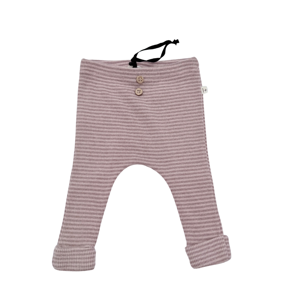 Legging rose rayé en maille côtelée - 1 mois