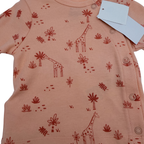 Ensemble bébé pêche et écru motif girafes — 1 mois
