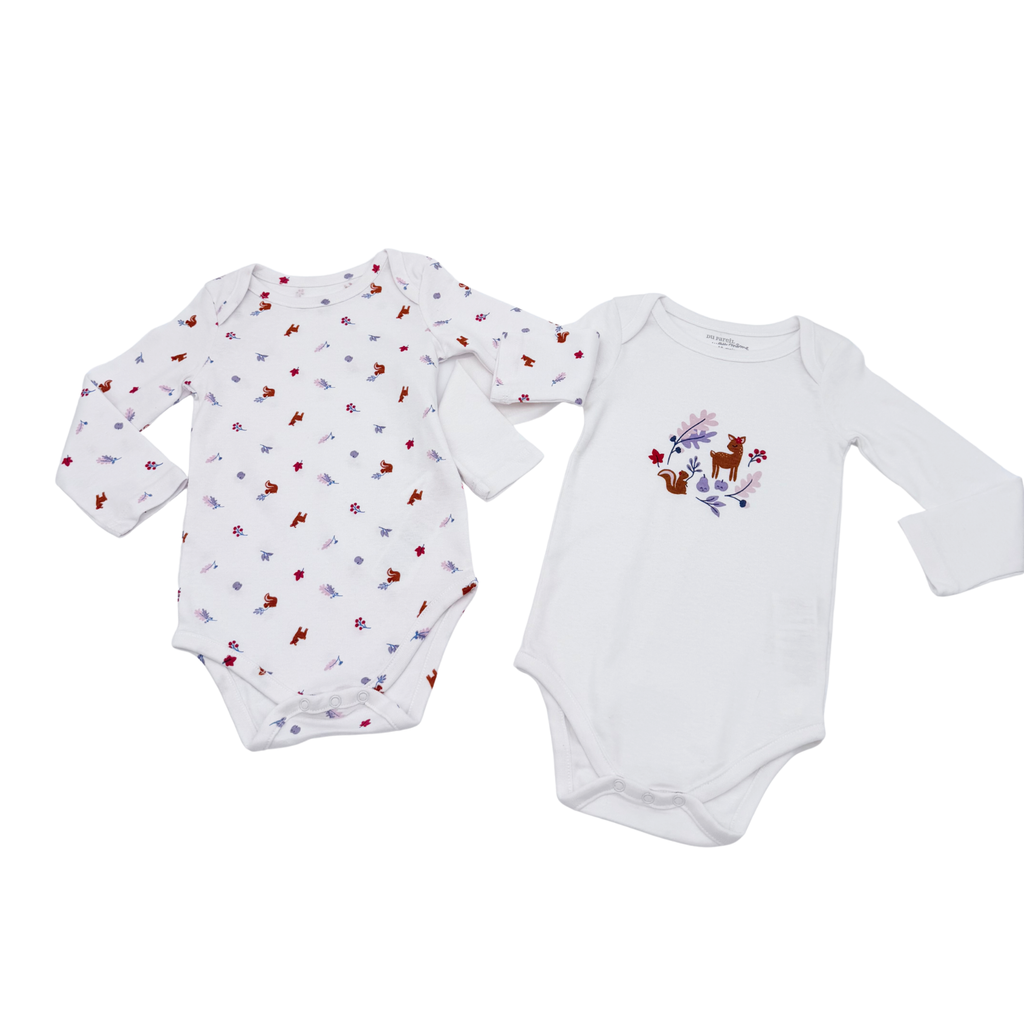 Lot de 2 bodies bébé blancs à manches longues – 18 mois
