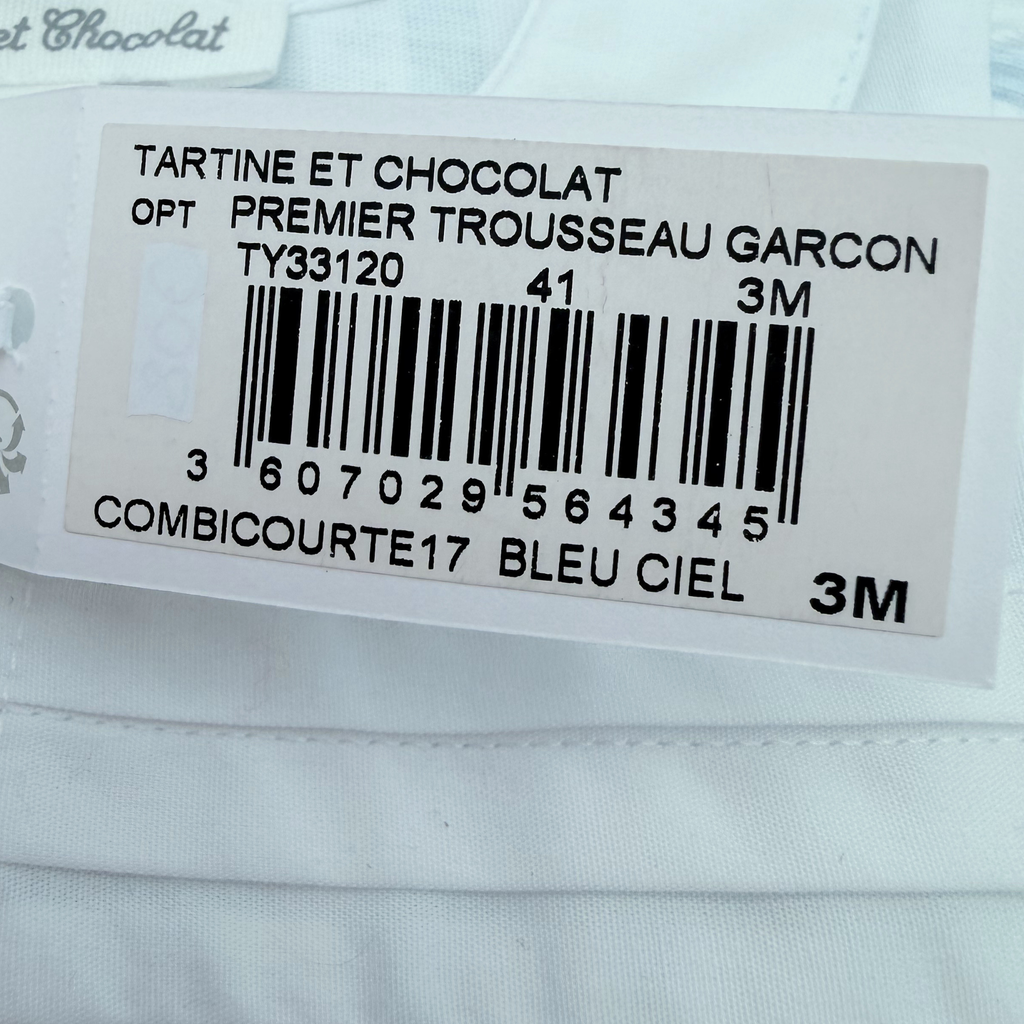 Barboteuse rayée bleu ciel — 3 mois