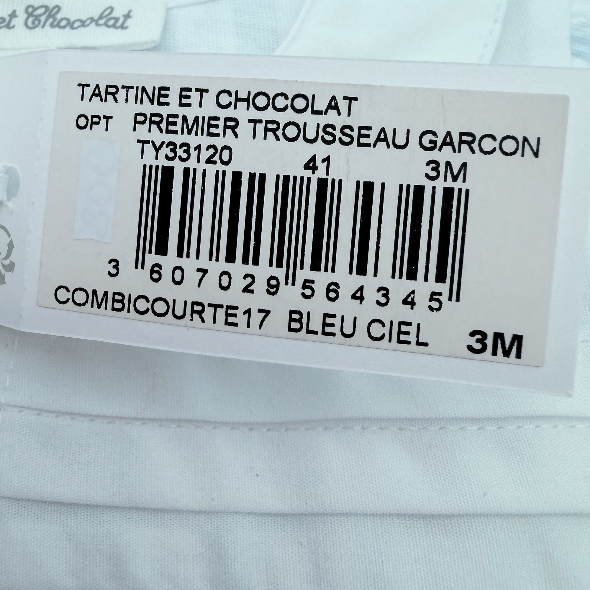 Barboteuse rayée bleu ciel — 3 mois
