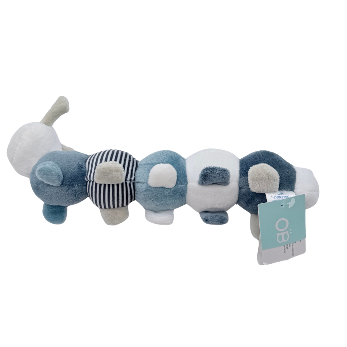 Peluche hochet chenille bleue