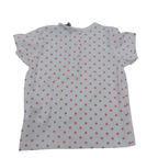 T-shirt blanc à pois corail — 6 mois