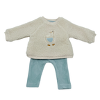 Ensemble bébé sweat écru effet moumoute et pantalon bleu - 3 mois