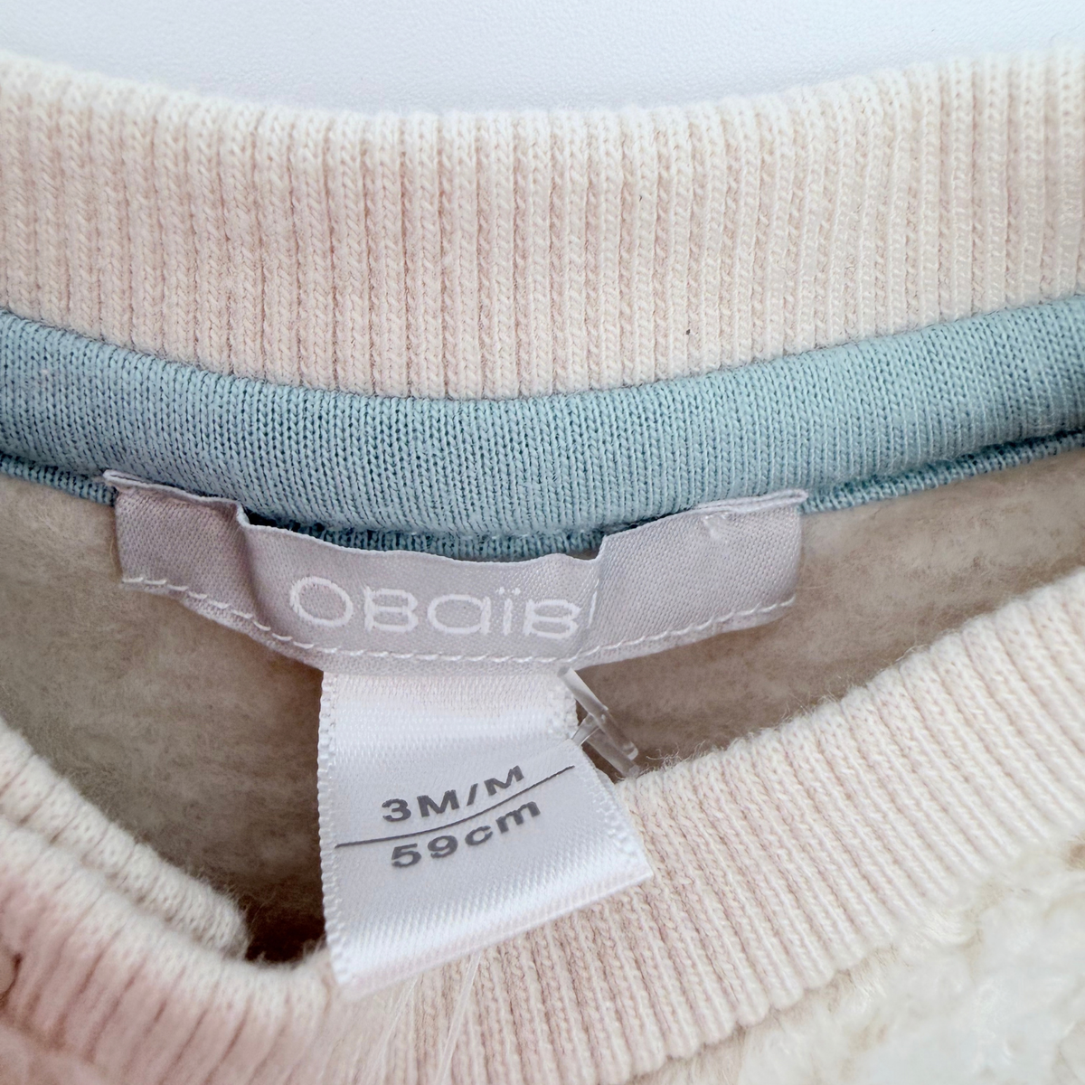 Ensemble bébé sweat écru effet moumoute et pantalon bleu - 3 mois