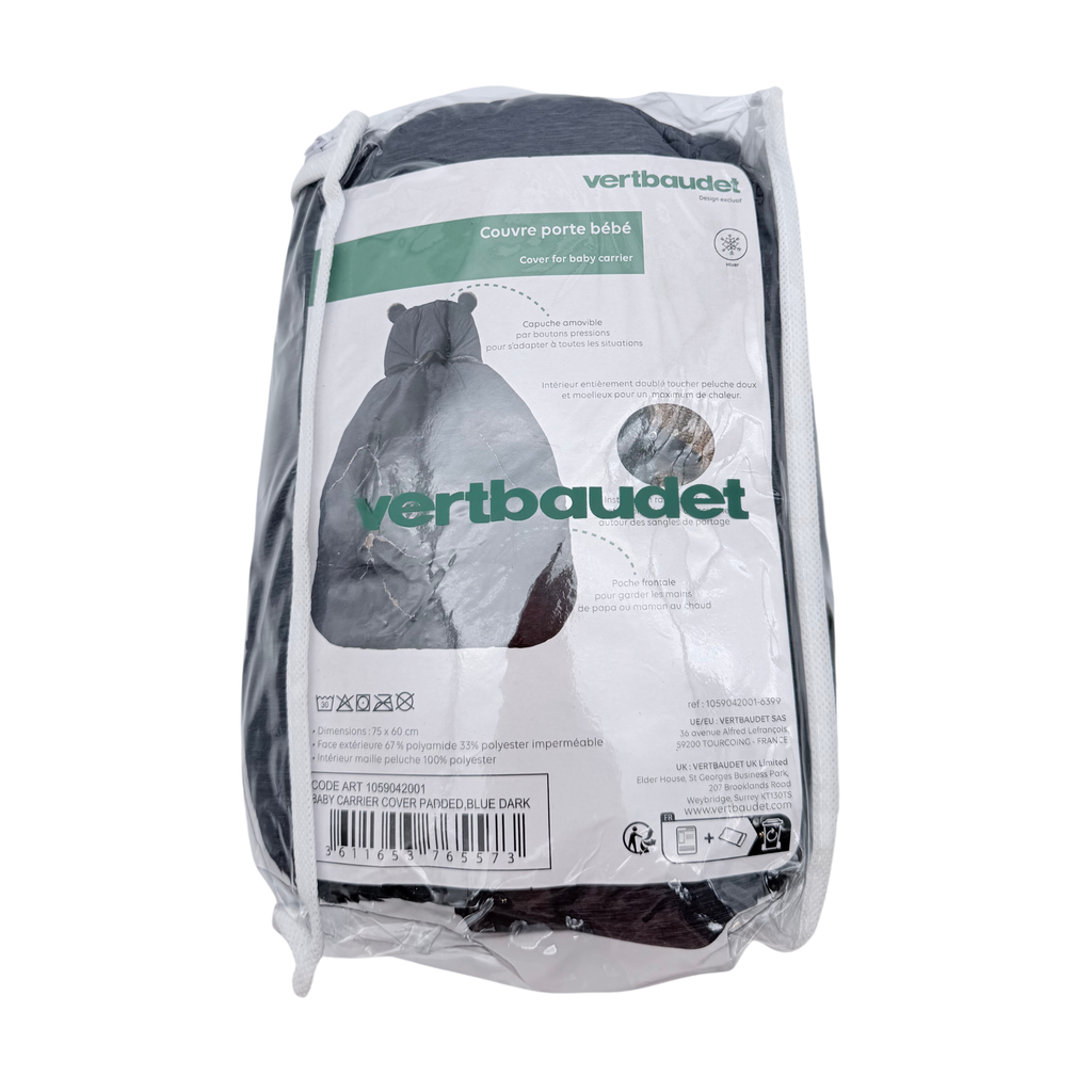 Couvre-porte-bébé hiver bleu marine doublé peluche