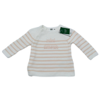 Pull bébé blanc et rose rayé “mini amour” - 9 mois