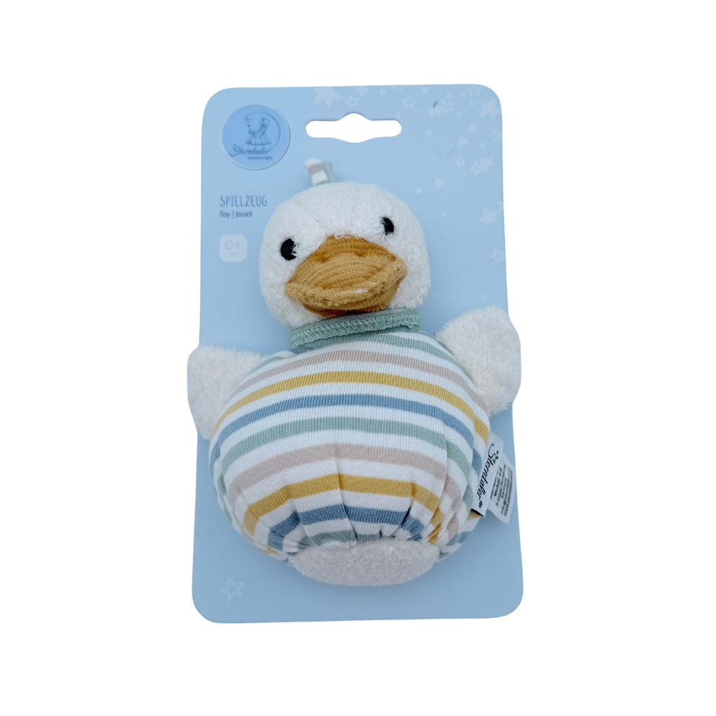 Jouet en peluche canard rayé