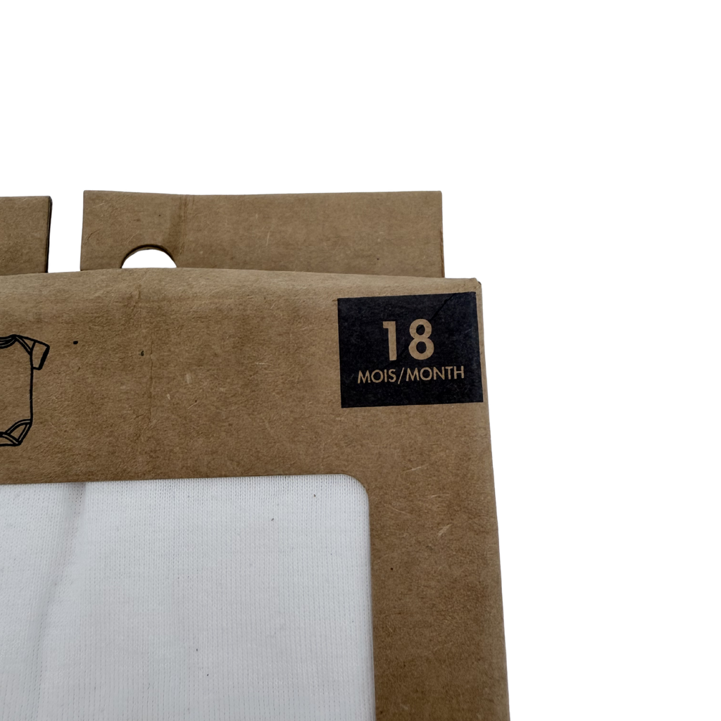 Lot de 3 bodies manches courtes blancs — 18 mois