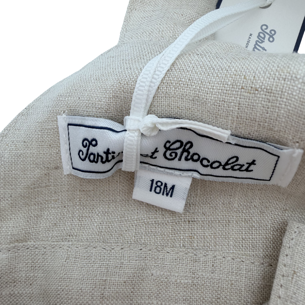 Salopette courte lin beige — 18 mois