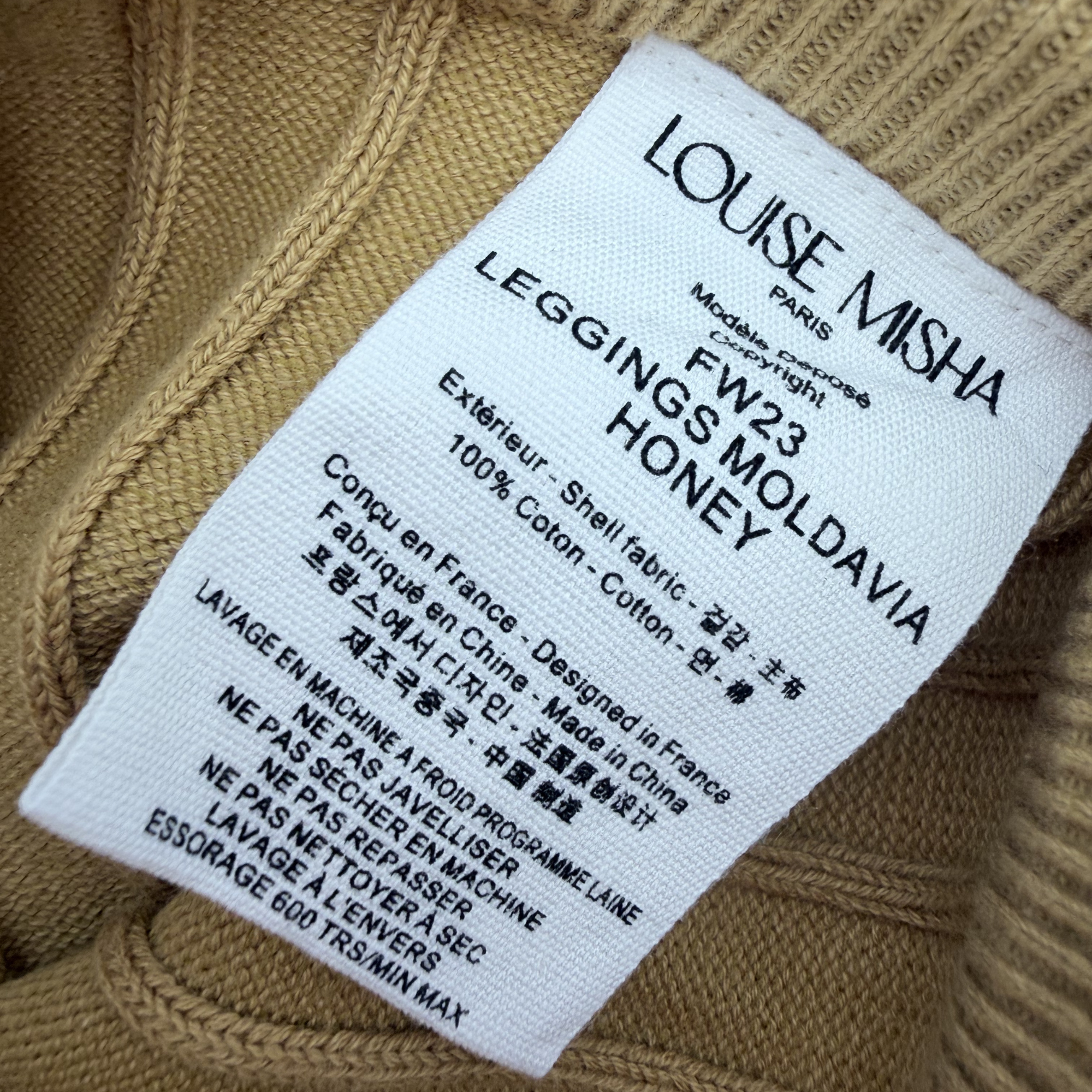 Legging en maille moutarde à pompons — 6 mois