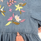 Robe en denim brodée fleurs — 24 mois