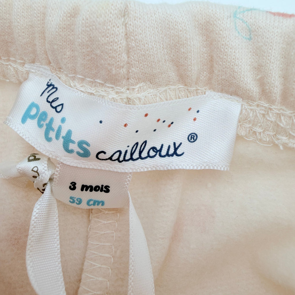 Ensemble molleton bébé écru imprimé cerises - 3 mois