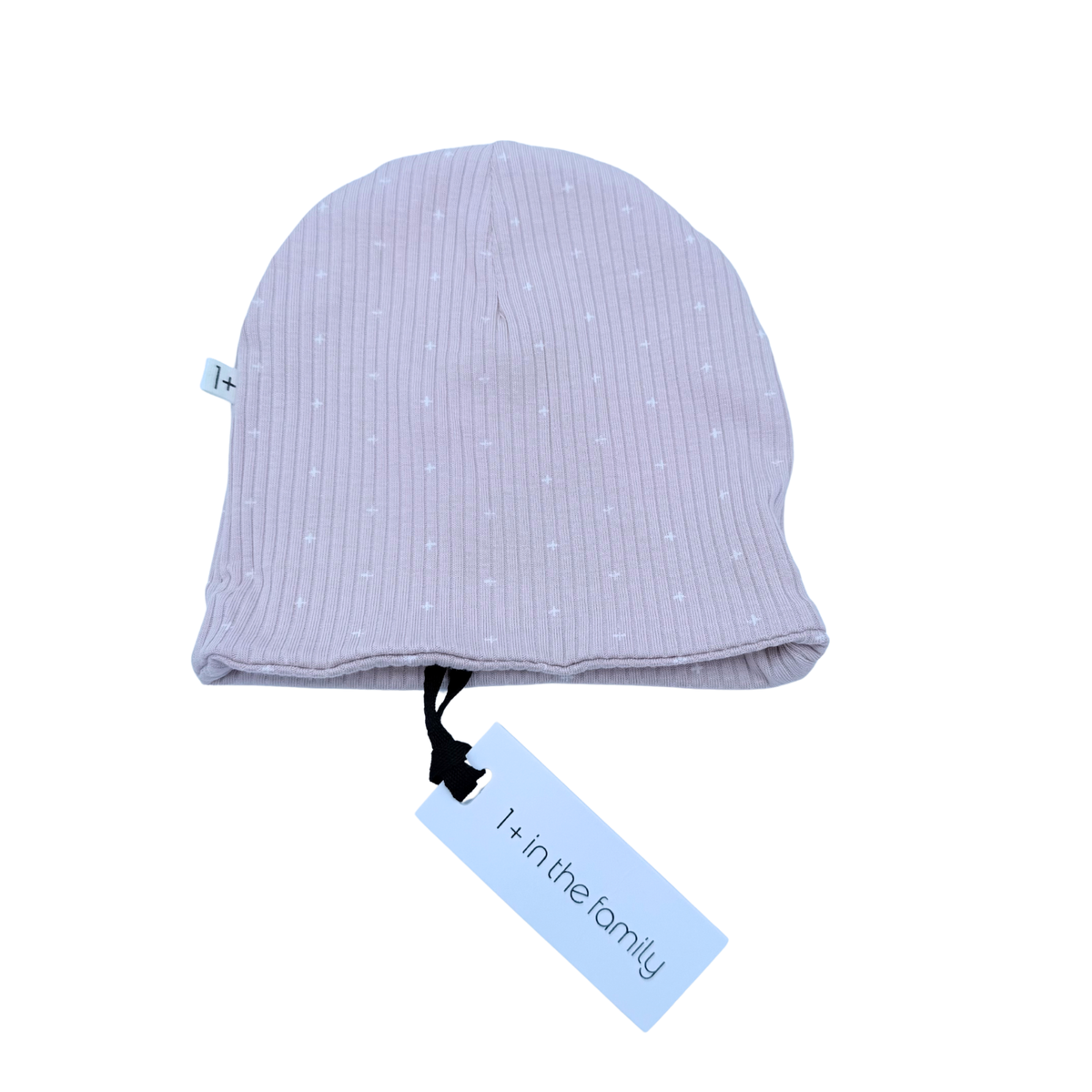 Bonnet bébé rose poudré à petits motifs blancs - 0-6 mois