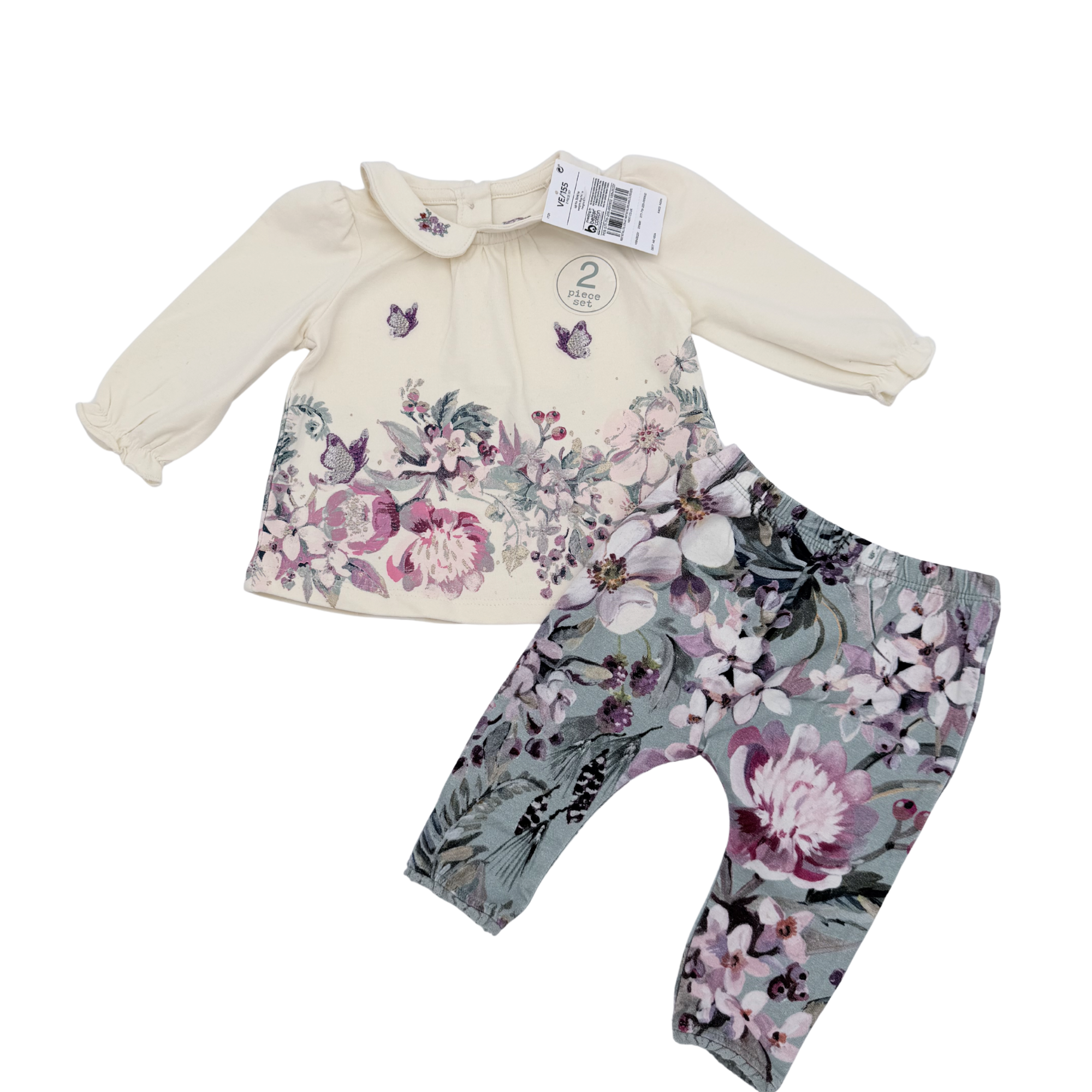 Ensemble fleuri 2 pièces — 0-3 mois