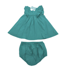 Ensemble robe verte et bloomer - 6 mois