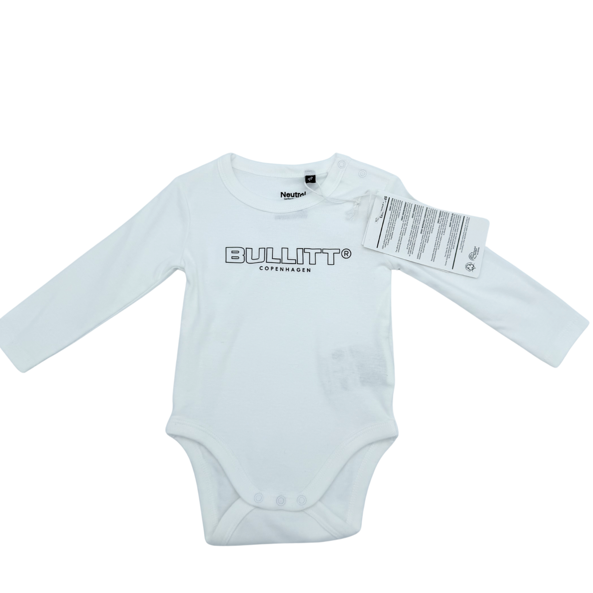 Body manches longues blanc logo Bullitt® Copenhagen — 3 mois