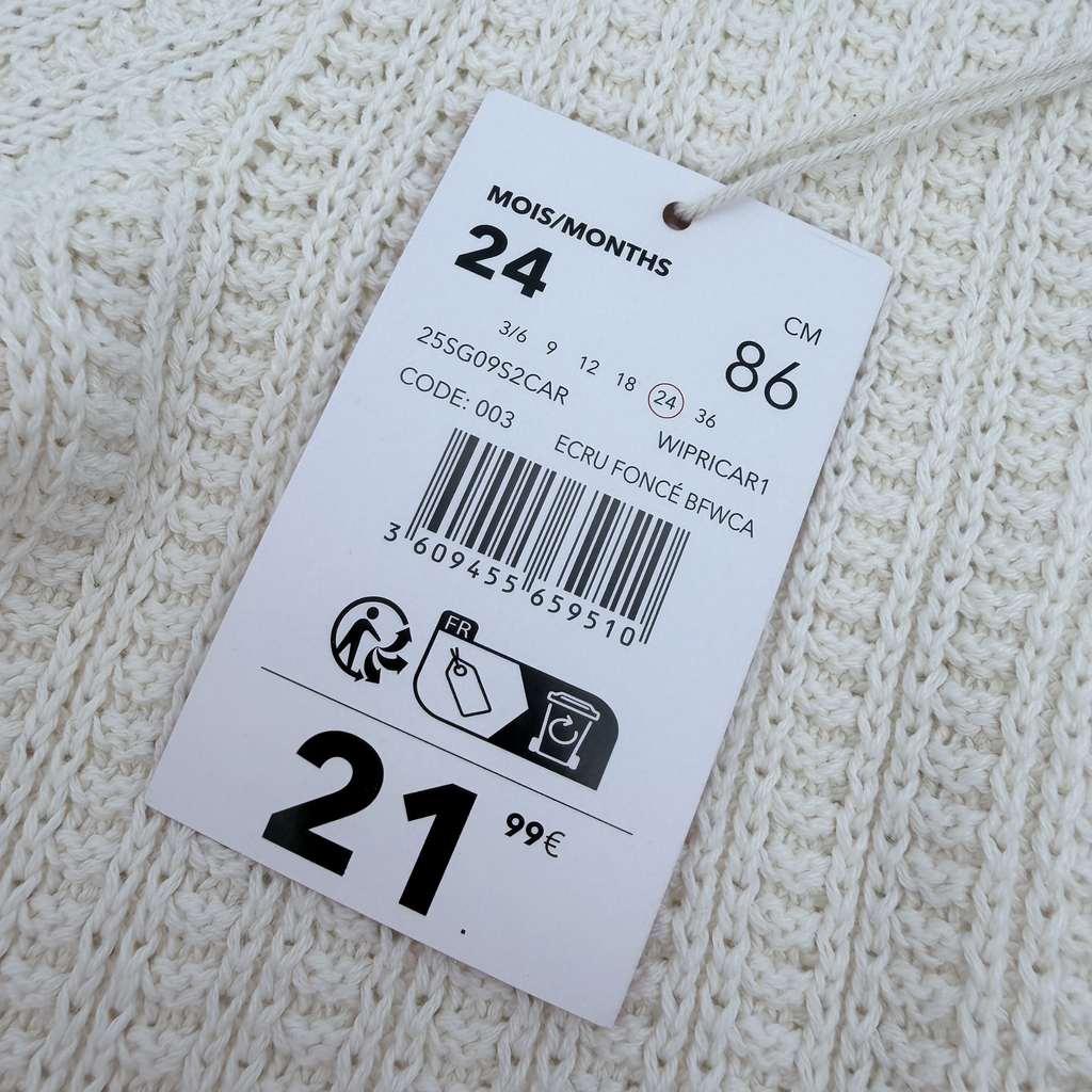 Gilet maille écru — 24 mois