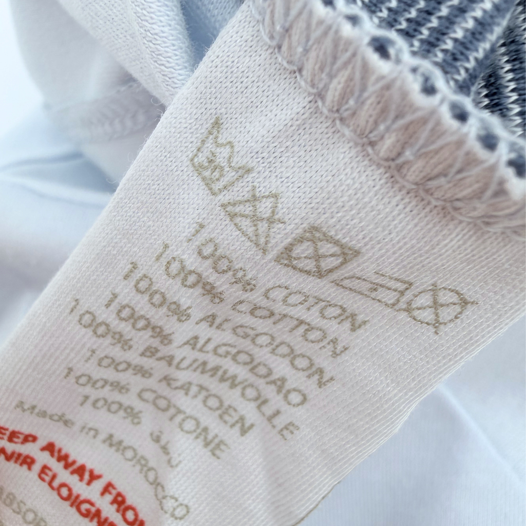 Combinaison bleue ciel et pantalon rayé — 6 mois