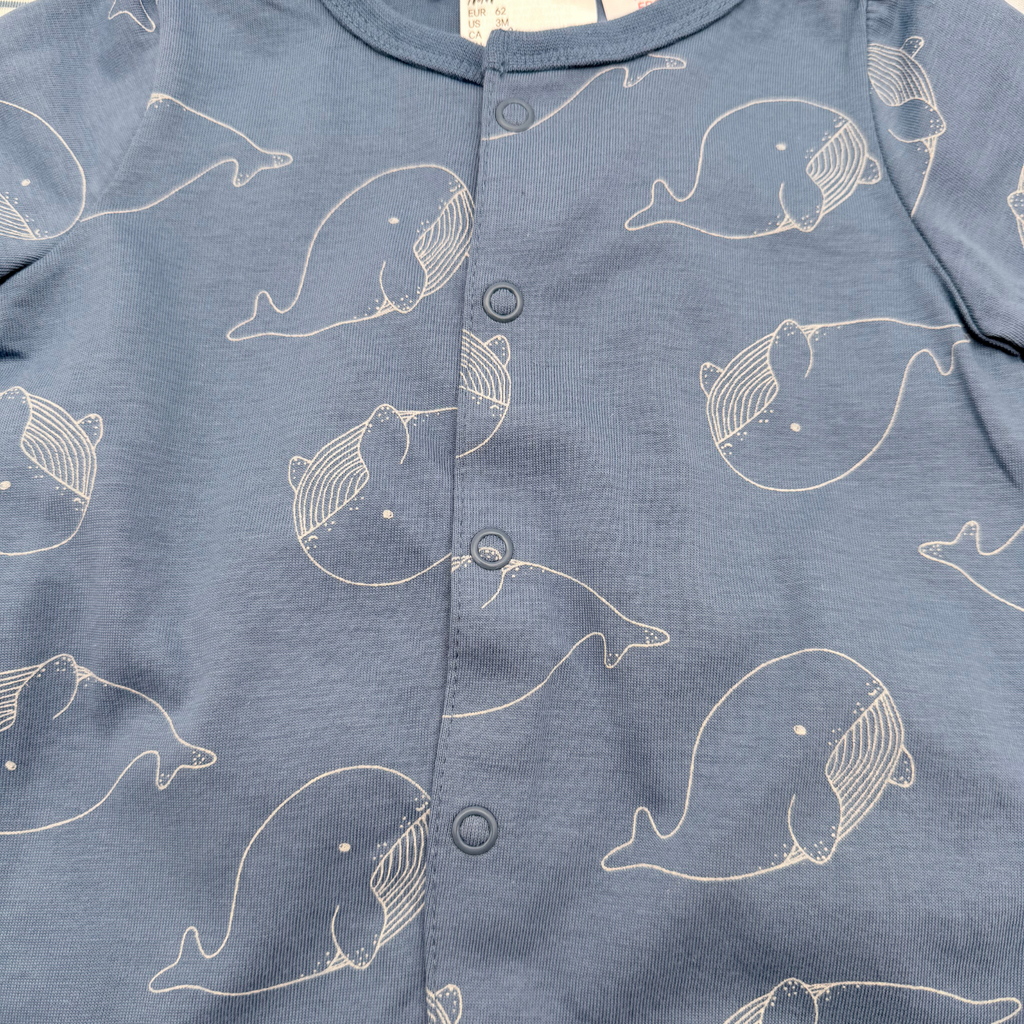 Lot de 3 pyjamas courts bébé à motifs baleines - 2-4 mois