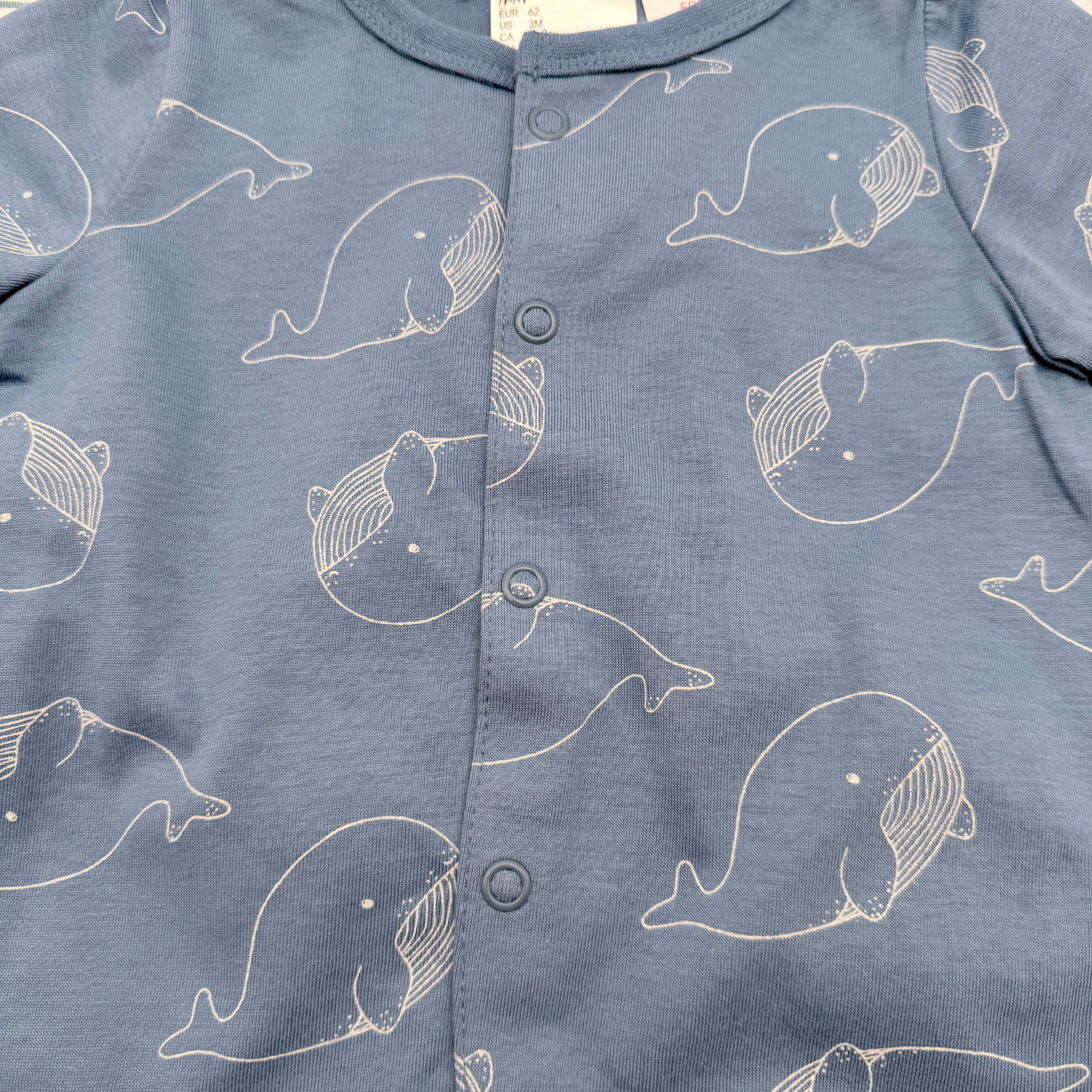 Lot de 3 pyjamas courts bébé à motifs baleines - 2-4 mois