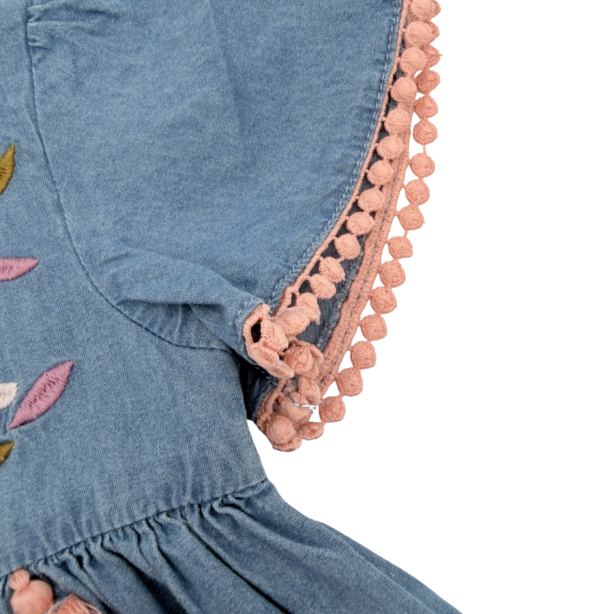 Robe en denim brodée fleurs — 24 mois