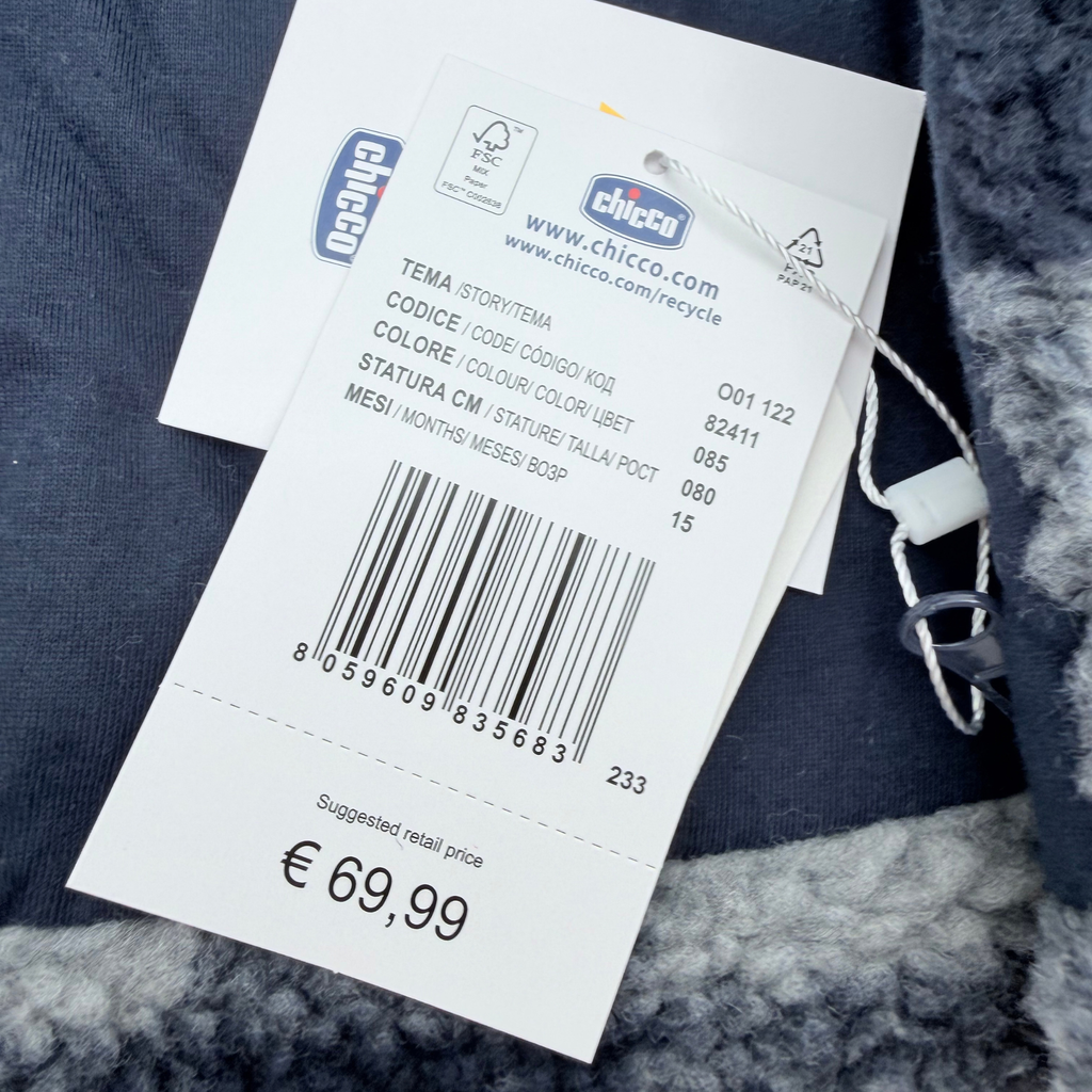 Manteau bébé en fausse fourrure à carreaux bleus - 15 mois