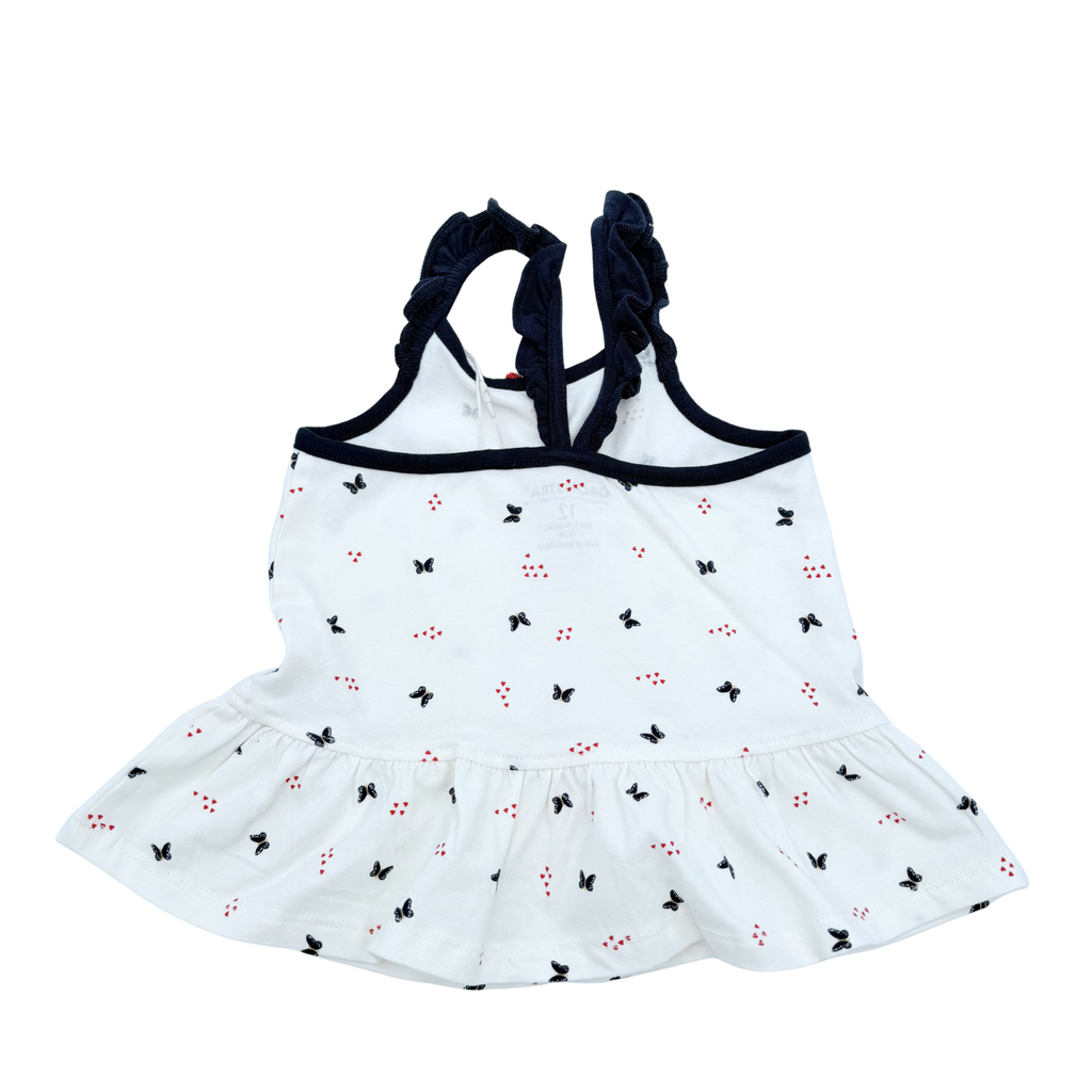 Robe blanche imprimée papillons — 12 mois